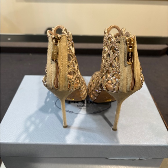 Sergio Rossi Gold Lattice Heels - Picture 3 of 5